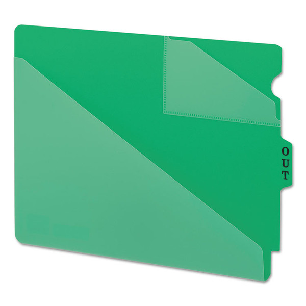 End Tab Poly Out Guides, Two-Pocket Style, 1/3-Cut End Tab, Out, 8.5 x 11, Green, 50/Box [SKU: SMD61962]
