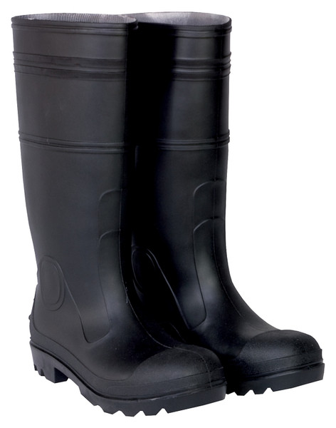 CLC R23008 Durable Economy Rain Boots, 8, Black, Slip-On Closure, PVC Upper [SKU: ORG3559226]