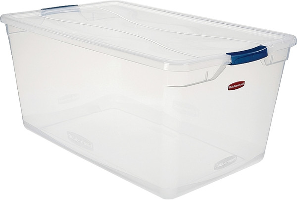 Rubbermaid Clever Store RMCC950001 Storage Container, Plastic, Clear Blue, 29 in L, 18 in W, 13.3 in H [SKU: ORG7987134]