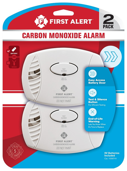 FIRST ALERT 1039741 Carbon Monoxide Alarm, 85 dB, Alarm: Audible, Electrochemical Sensor [SKU: ORG7016686]