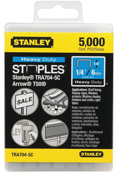 STANLEY TRA704-5C Narrow Crown Staple, 27/64 in W Crown, 5/16 in L Leg, Galvanized, 24 ga Gauge [SKU: ORG7396849]
