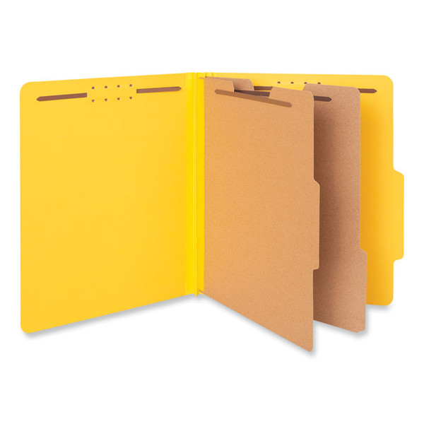 Bright Colored Pressboard Classification Folders, 2" Expansion, 2 Dividers, 6 Fasteners, Letter Size, Yellow Exterior, 10/Box [SKU: UNV10304]