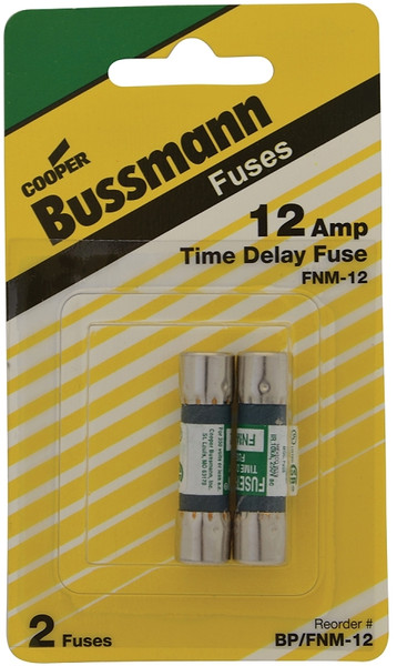 Bussmann BP/FNM-12 Time Delay Fuse, 12 A, 250 V, 10 kA Interrupt, Melamine Body [SKU: ORG8196974]