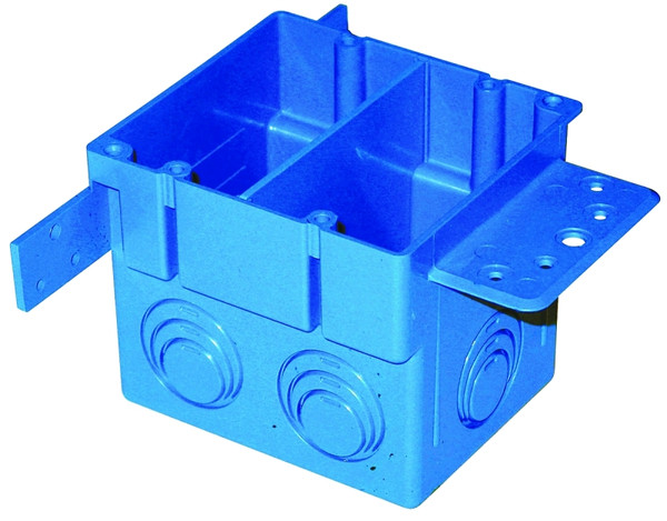Carlon A238 Outlet Box, 2 -Gang, 5 -Knockout, PVC, Blue, Bracket Mounting [SKU: ORG8577983]