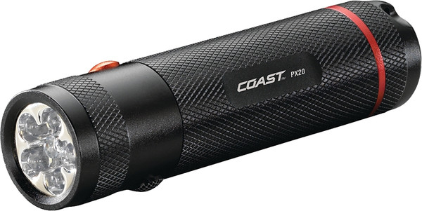 Coast 19286 Dual Color Flashlight, AAA Battery, Alkaline Battery, LED Lamp, 315 Lumens, Bulls-Eye Spot Beam, Black [SKU: ORG7163181]