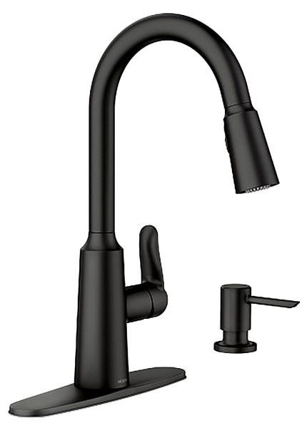 Moen Edwyn 87028 Series 87028BL Pull-Down Kitchen Faucet, 1.5 gpm, 1-Faucet Handle, 1, 4-Faucet Hole, Metal, Matte [SKU: ORG4374963]