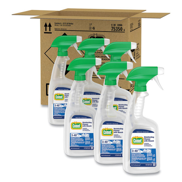 Disinfecting Cleaner with Bleach, 32 oz, Plastic Spray Bottle, Fresh Scent, 6/Carton [SKU: PGC75350]