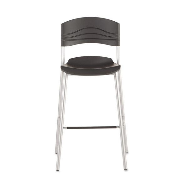 CafeWorks Stool, Supports Up to 225 lb, 30" Seat Height, Graphite Seat, Graphite Back, Silver Base [SKU: ICE64527]