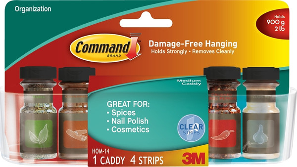 Command HOM-14 Medium Caddy, 2 lb Capacity, Plastic, Clear [SKU: ORG4399580]