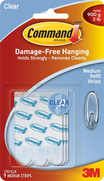 Command 17021CLR Refill Strip, 5/8 in W, 1-3/4 in L, Clear, 2 lb [SKU: ORG3242633]