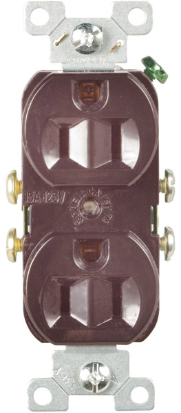 Eaton Wiring Devices CR15B Duplex Receptacle, 2 -Pole, 15 A, 125 V, Side Wiring, NEMA: 5-15R, Brown [SKU: ORG1293026]