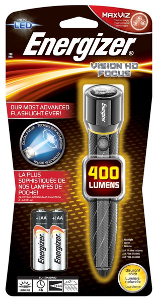 Energizer EPMZH21E Flashlight, AA Battery, LED Lamp, 400 Lumens, 115 m Beam Distance, 4 hr Run Time, Silver [SKU: ORG1982735]