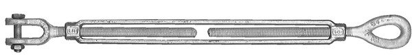 BARON 18-1/2X9 Turnbuckle, 2200 lb Working Load, 1/2 in Thread, Jaw, Eye, 9 in L Take-Up, Galvanized Steel [SKU: ORG6345631]