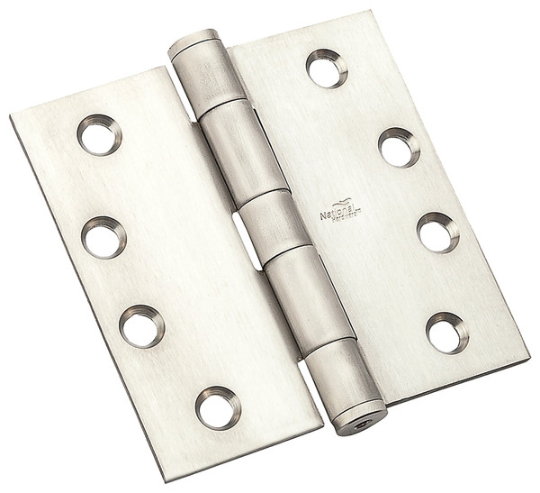 National Hardware 191 Series N236-150 Standard Weight Template Hinge, 4 in H Frame Leaf, Steel, Satin Stainless Steel [SKU: ORG7197536]