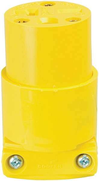 Eaton Wiring Devices 4229-BOX Armored Connector, 2 -Pole, 20 A, 250 VAC, Screw, NEMA: NEMA 6-15R, Yellow [SKU: ORG6054753]