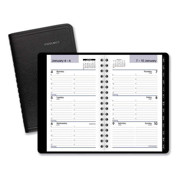 DayMinder Weekly Pocket Appointment Book with Telephone/Address Section, 6 x 3.5, Black Cover, 12-Month (Jan to Dec): 2024 [SKU: AAGG25000]