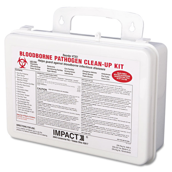 Bloodborne Pathogen Cleanup Kit, 10 x 7 x 2.5, OSHA Compliant, Plastic Case [SKU: IMP7351]
