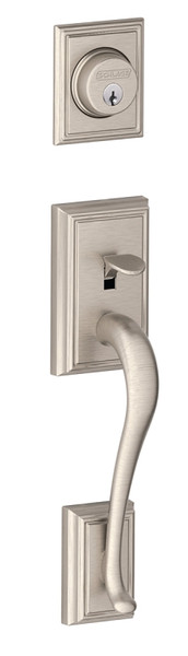 Schlage Addison Series F58ADD619 Handleset, Keyed Different Key, Satin Nickel, 2-3/8 x 2-3/4 in Backset, C Keyway [SKU: ORG8973588]