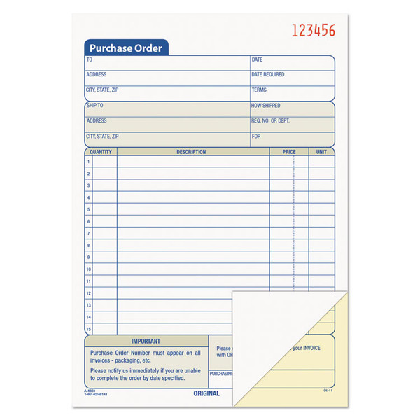 Purchase Order Book, 12 Lines, Two-Part Carbonless, 5.56 x 8.44, 50 Forms Total [SKU: TOP46140]