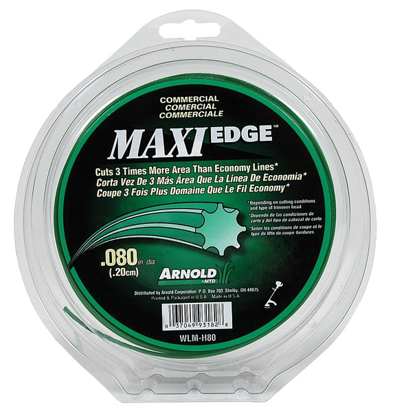 ARNOLD Maxi Edge WLM-H80 Trimmer Line, 0.08 in Dia, 140 ft L, Polymer, Green [SKU: ORG3947132]