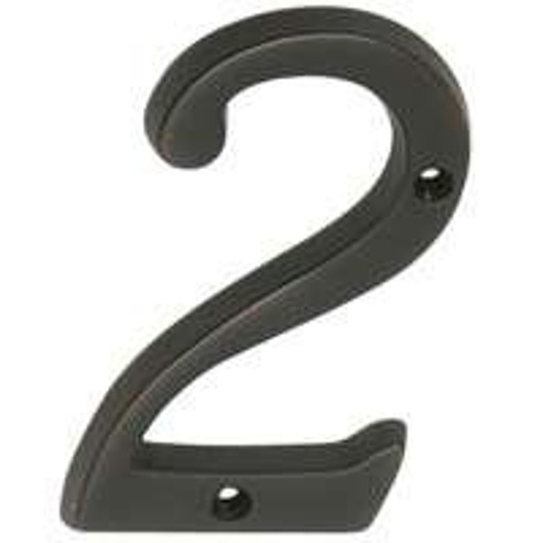 Schlage SC2-3026-716 House Number, Character: 2, 4 in H Character, Bronze Character, Solid Brass [SKU: ORG0867861]