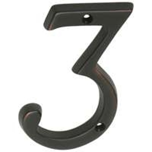 Schlage SC2-3036-716 House Number, Character: 3, 4 in H Character, Bronze Character, Solid Brass [SKU: ORG3769288]