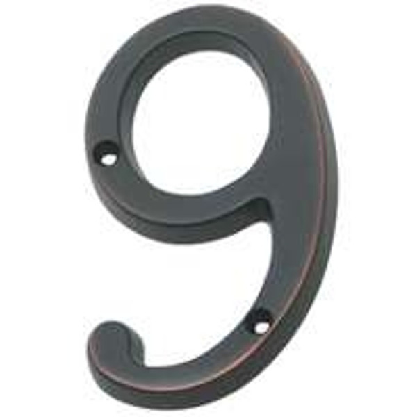 Schlage SC2-3096-716 House Number, Character: 9, 4 in H Character, Bronze Character, Solid Brass [SKU: ORG5267877]