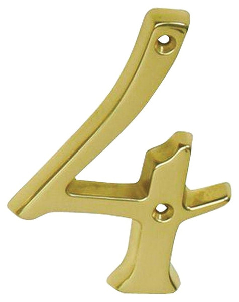 Schlage SC2-3046-605 #4 House Number, Character: 4, 4 in H Character, Brass Character, Brass [SKU: ORG6717029]