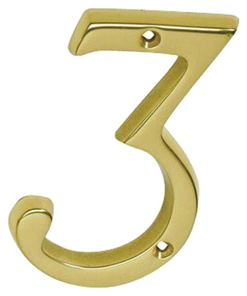 Schlage CS2-3036-605 #3 House Number, Character: 3, 4 in H Character, Brass Character, Brass [SKU: ORG6717037]