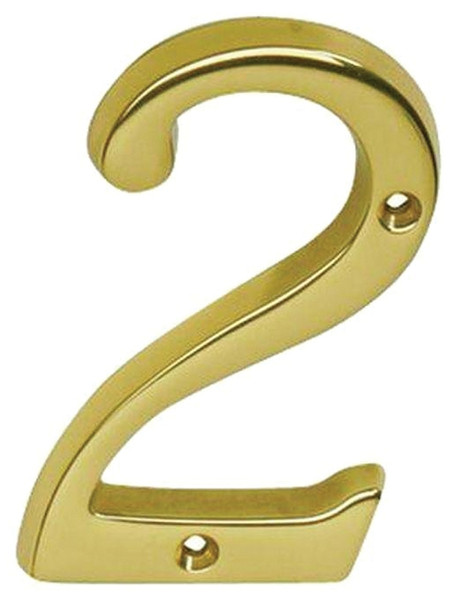 Schlage SC2-3026-605 #2 House Number, Character: 2, 4 in H Character, Brass Character, Brass [SKU: ORG6717045]