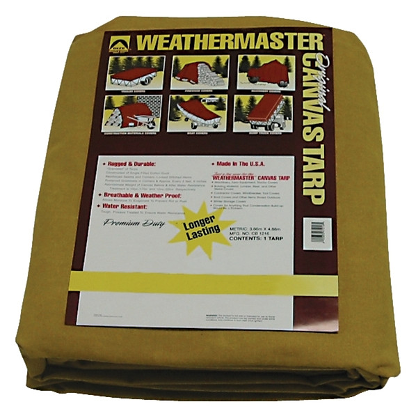 DIZE Weathermaster CB1218D Tarpaulin, 18 ft L, 12 ft W, Canvas, Tan [SKU: ORG6444970]