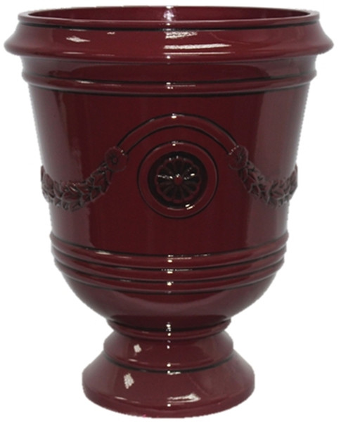 Southern Patio CMX-047025 Porter Urn, 15-1/2 in W, 15-1/2 in D, Ceramic/Resin Composite, Oxblood, Gloss [SKU: ORG8249245]