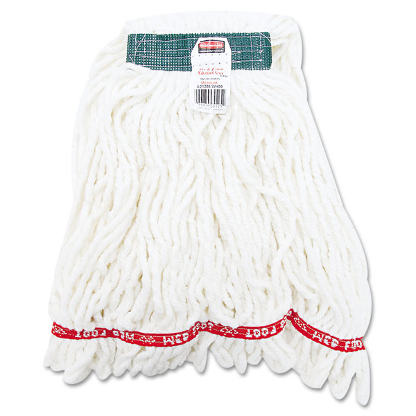 Web Foot Shrinkless Looped-End Wet Mop Head, Cotton/Synthetic, Medium, White [SKU: RCPA21206WHI]