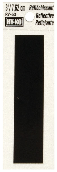 HY-KO RV-50/I Reflective Letter, Character: I, 3 in H Character, Black Character, Silver Background, Vinyl [SKU: ORG0199281]