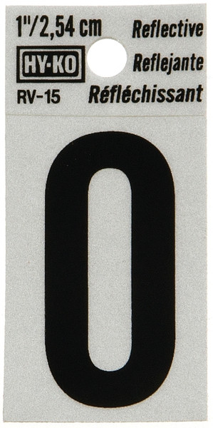 HY-KO RV-15/O Reflective Letter, Character: O, 1 in H Character, Black Character, Silver Background, Vinyl [SKU: ORG6248892]