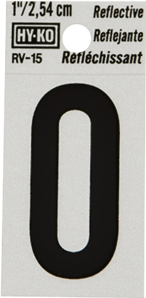 HY-KO RV-15/0 Reflective Sign, Character: 0, 1 in H Character, Black Character, Silver Background, Vinyl [SKU: ORG6258339]