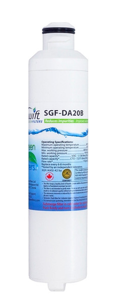 SWIFT GREEN FILTERS SGF-DA20B Refrigerator Water Filter, 0.5 gpm, 0.5 um Filter, Coconut Shell Carbon Block Filter Media [SKU: ORG9339201]