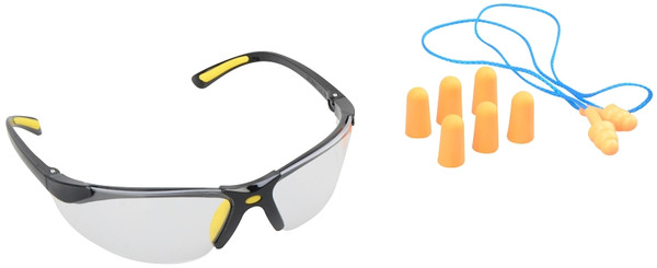 Diamondback 541839 Ear Plugs and Safety Glasses Combo, Unisex, 3.5 x 1.6 in Lens, PC Lens, Half Frame, Black [SKU: ORG0541839]