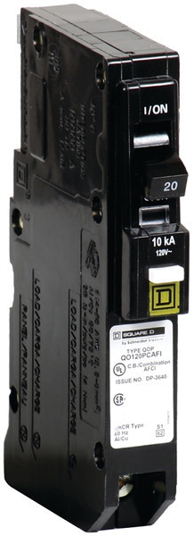 Square D QO120PCAFIC Circuit Breaker, CAFCI, Mini, 20 A, 1 -Pole, 120 V, Plug Mounting [SKU: ORG6562862]