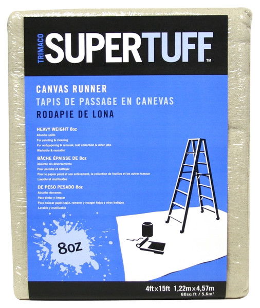 Trimaco SUPERTUFF 58908 Drop Cloth, 15 ft L, 4 ft W, Canvas, Tan [SKU: ORG2529006]