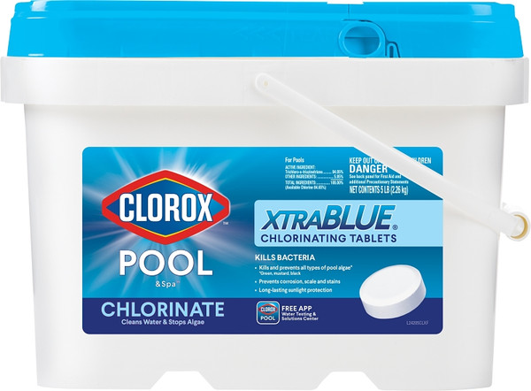 Clorox POOL & Spa XtraBlue 23005CLX Chlorinating Tablet, Solid, Chlorine, 5 lb [SKU: ORG7187347]