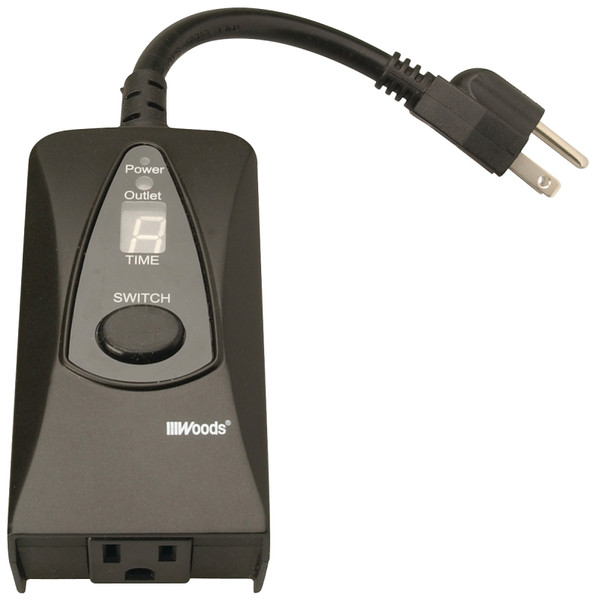 Woods 50013 Digital Timer, 15 A, 125 V, 1875 W, 24 hr Time Setting, Black [SKU: ORG1827237]