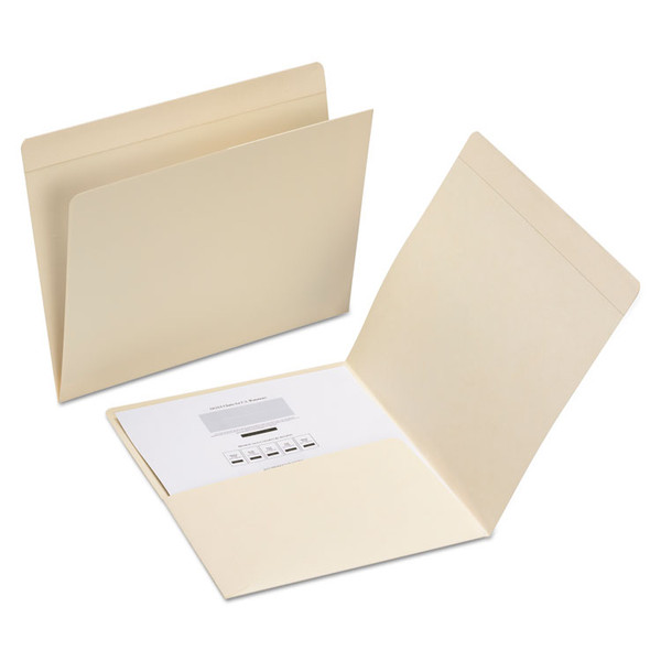 Top Tab File Folders with Inside Pocket, Straight Tabs, Letter Size, Manila, 50/Box [SKU: SMD10315]