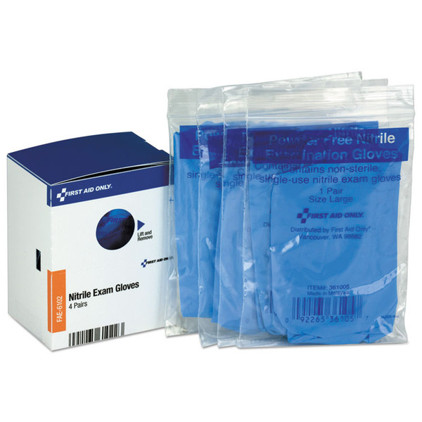 Refill for SmartCompliance General Business Cabinet, Nitrile Exam Gloves, 4 Pair/Box [SKU: FAOFAE6102]