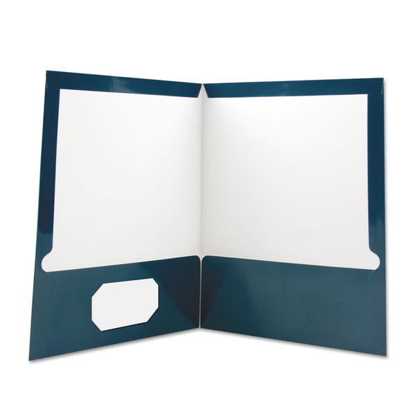 Laminated Two-Pocket Folder, Cardboard Paper, 100-Sheet Capacity, 11 x 8.5, Navy, 25/Box [SKU: UNV56418]