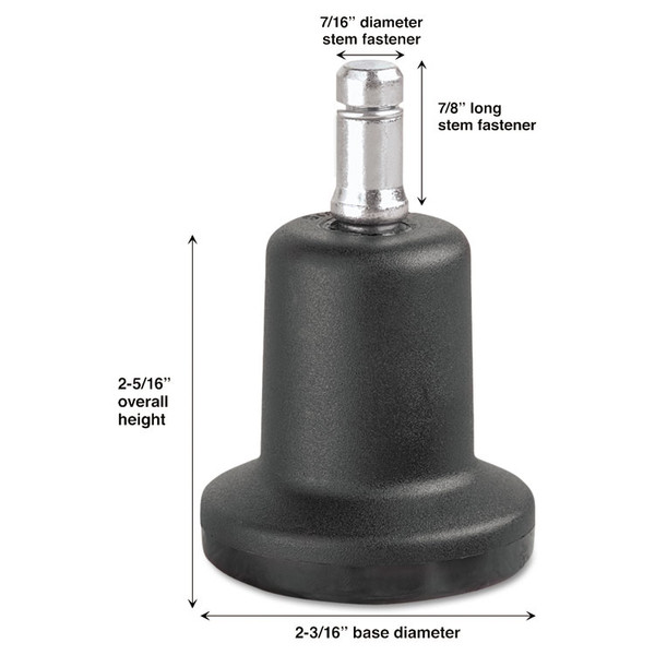 High Profile Bell Glides, Grip Ring Type B Stem, 2.19" x 2.31" Glide, Matte Black, 5/Set [SKU: MAS70175]