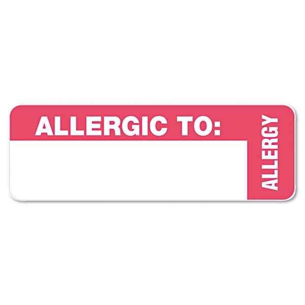 Medical Labels, ALLERGIC TO, 1 x 3, White, 500/Roll [SKU: TAB40562]