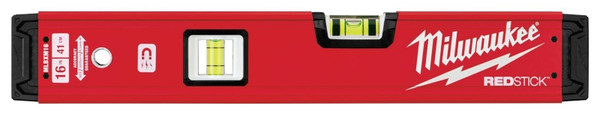 Milwaukee REDSTICK Series MLBXM16 Magnetic Box Level, 16 in L, 2-Vial, Magnetic, Aluminum, Red [SKU: ORG1384031]