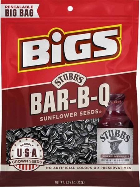 BIGS Stubb's Series 607455 Sunflower Seeds, Tangy BBQ Flavor, 5.35 oz Bag [SKU: ORG3312980]