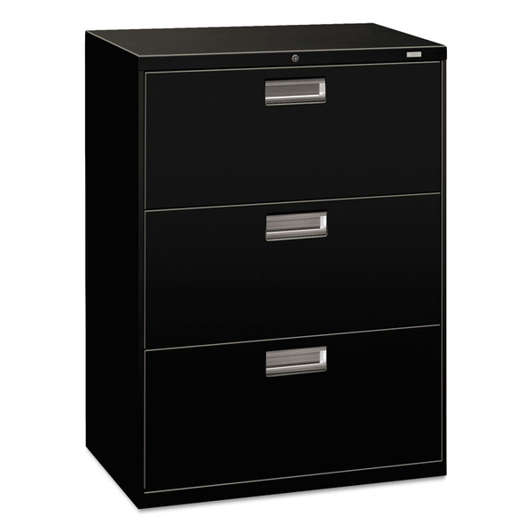 Brigade 600 Series Lateral File, 3 Legal/Letter-Size File Drawers, Black, 30" x 18" x 39.13 [SKU: HON673LP]